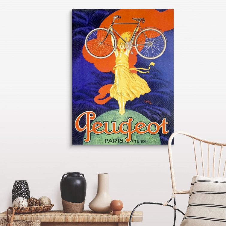 Peugeot Bicycle Paris Vintage Poster By Jean Carlu On Canvas by Jean Carlu Print